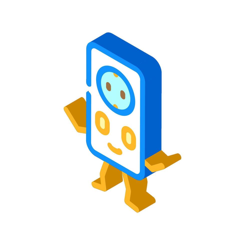 electrical socket character isometric icon illustration vector