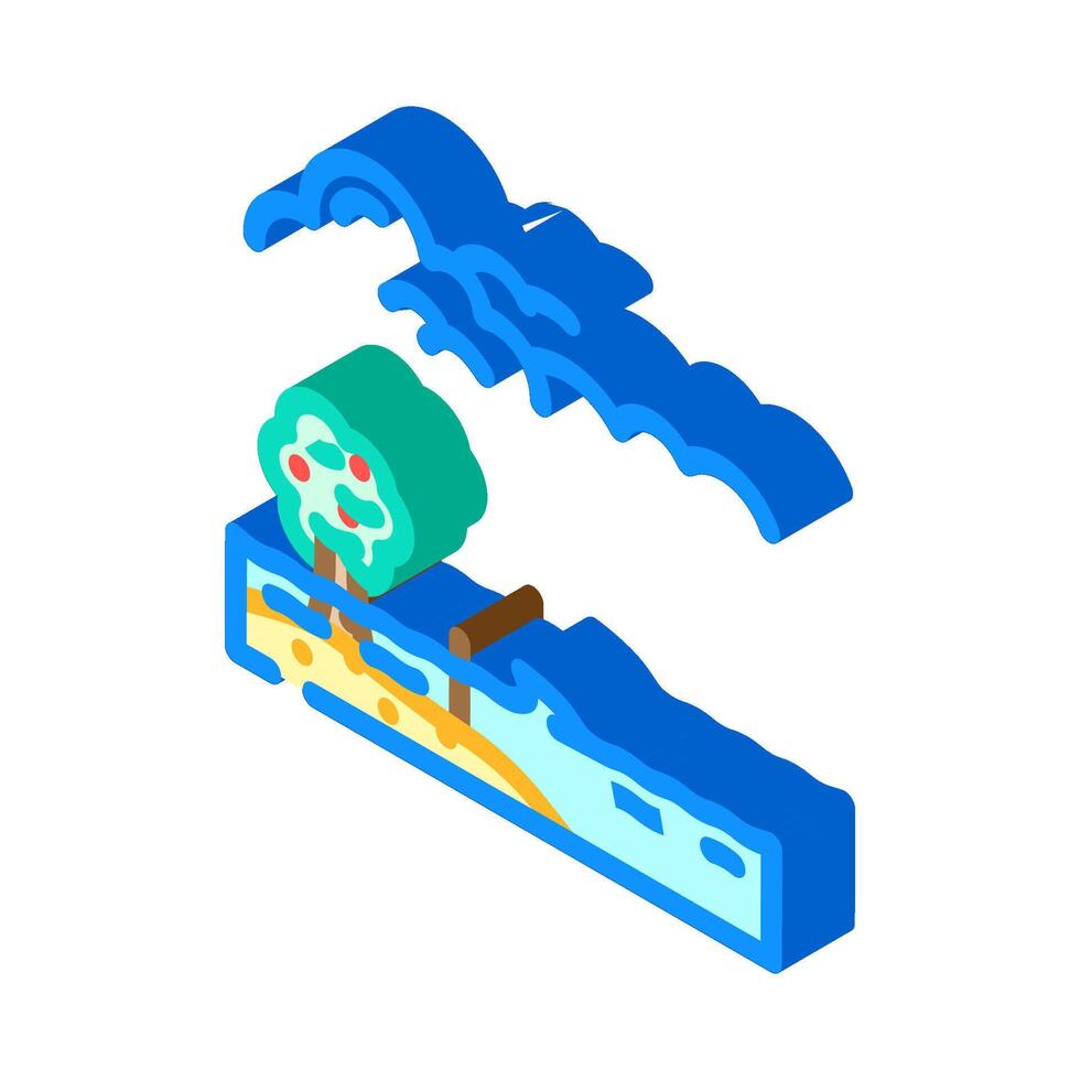 overflowing river disaster isometric icon illustration vector