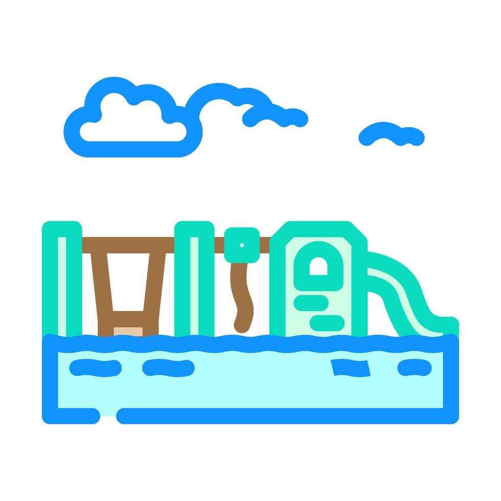 flooded park disaster color icon illustration vector