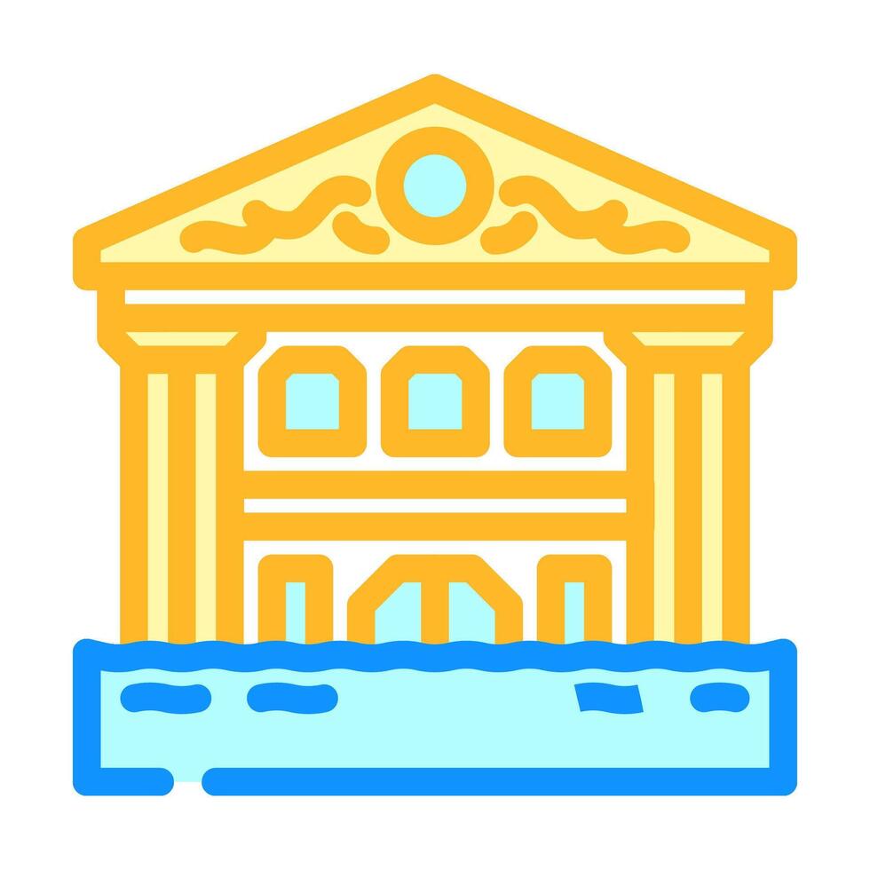 flooded building disaster color icon illustration vector