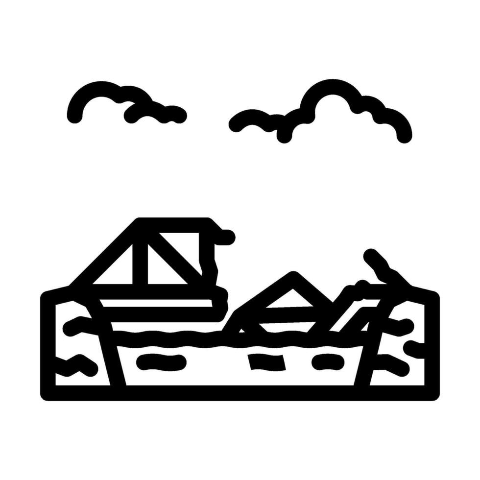 flooded bridge disaster line icon illustration vector