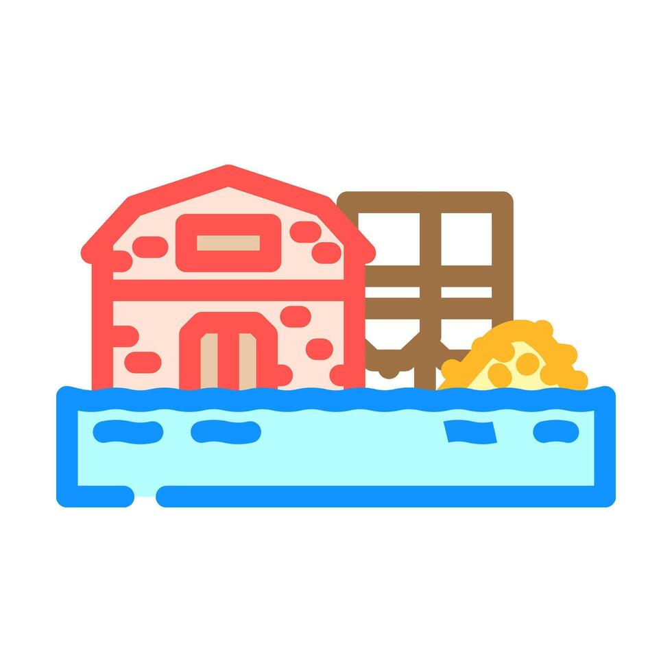 flooded farmland disaster color icon illustration vector