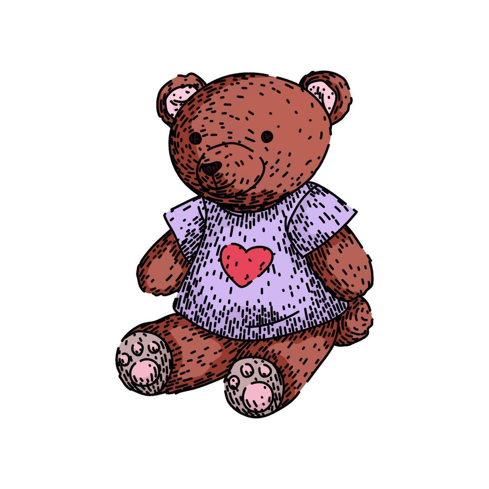 soft teddy bear sketch hand drawn vector