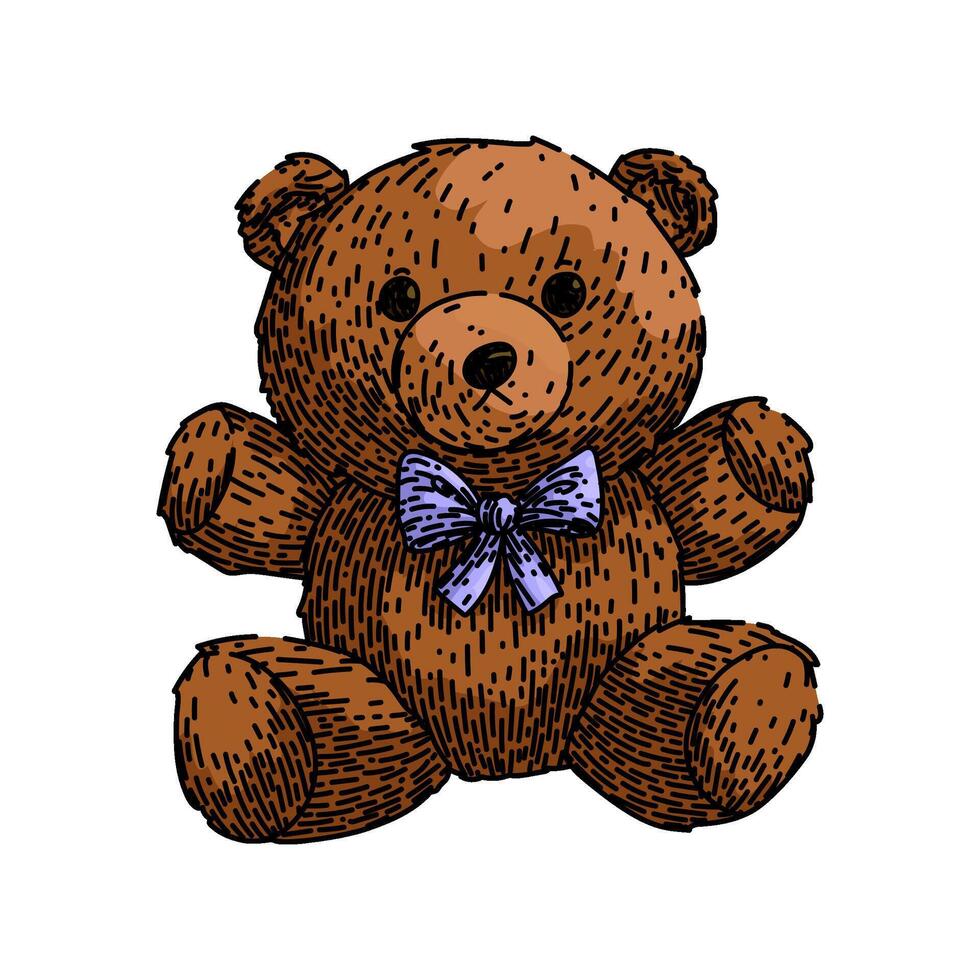 stuffed teddy bear sketch hand drawn vector