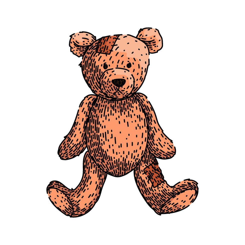 cuddly teddy bear sketch hand drawn vector