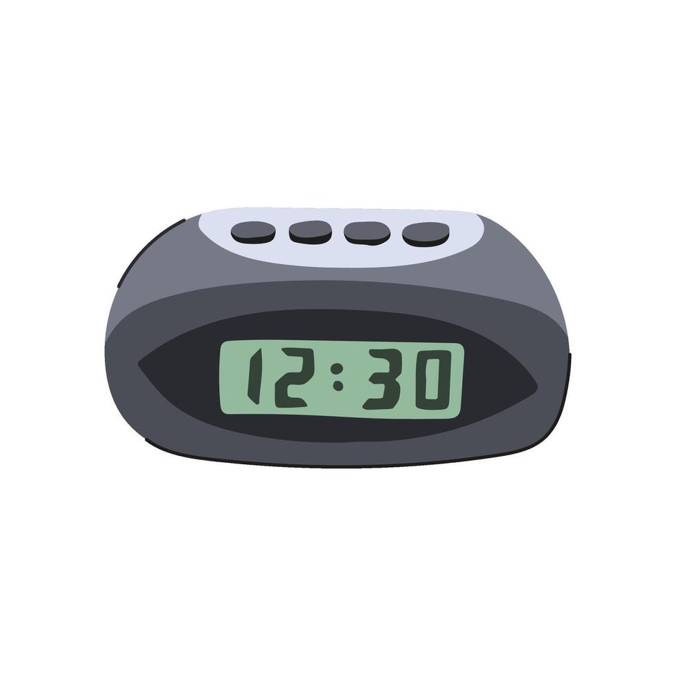 mini travel alarm clock cartoon illustration vector