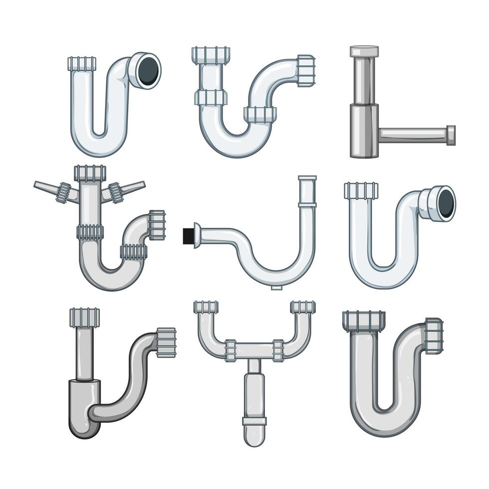 waste drain trap set cartoon illustration vector