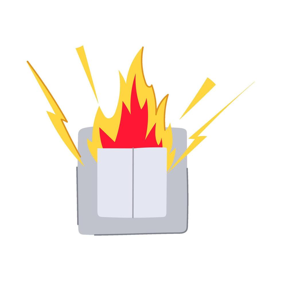 risk short circuit fire cartoon illustration vector