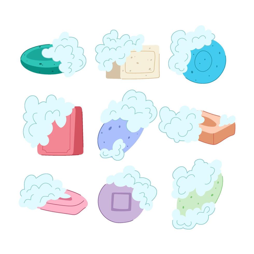 soap antibacterial set cartoon illustration vector