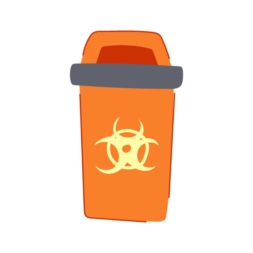 biohazard medical waste bin cartoon illustration vector