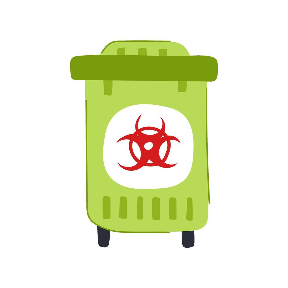 container medical waste bin cartoon illustration vector