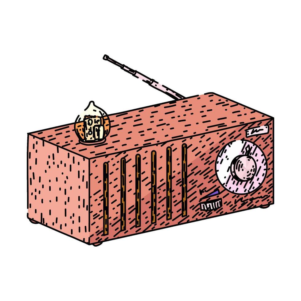 classic retro radio sketch hand drawn vector