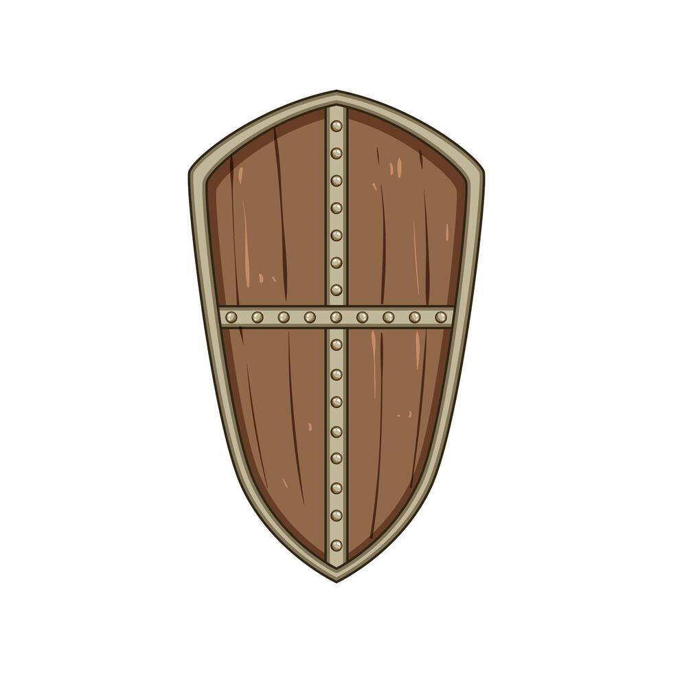 defense shield knight cartoon illustration vector