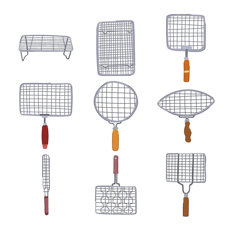grill rack set cartoon illustration vector