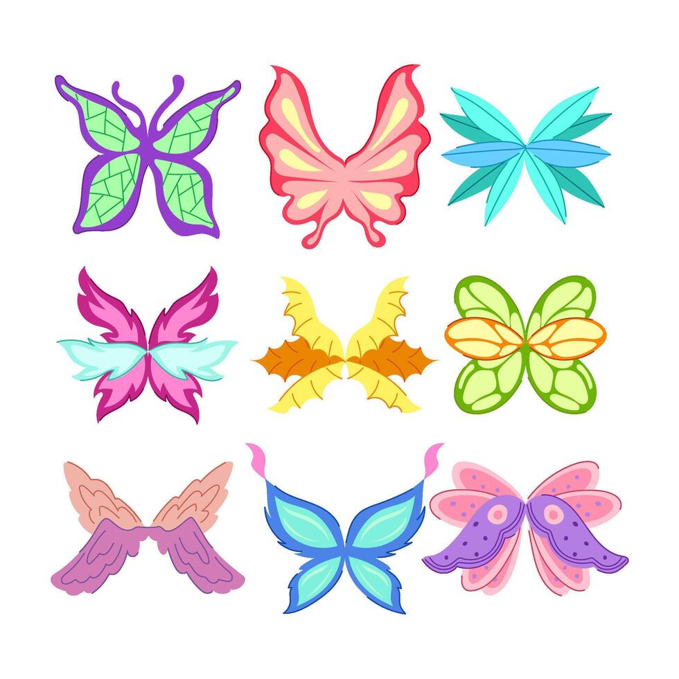fairy wings set cartoon illustration vector