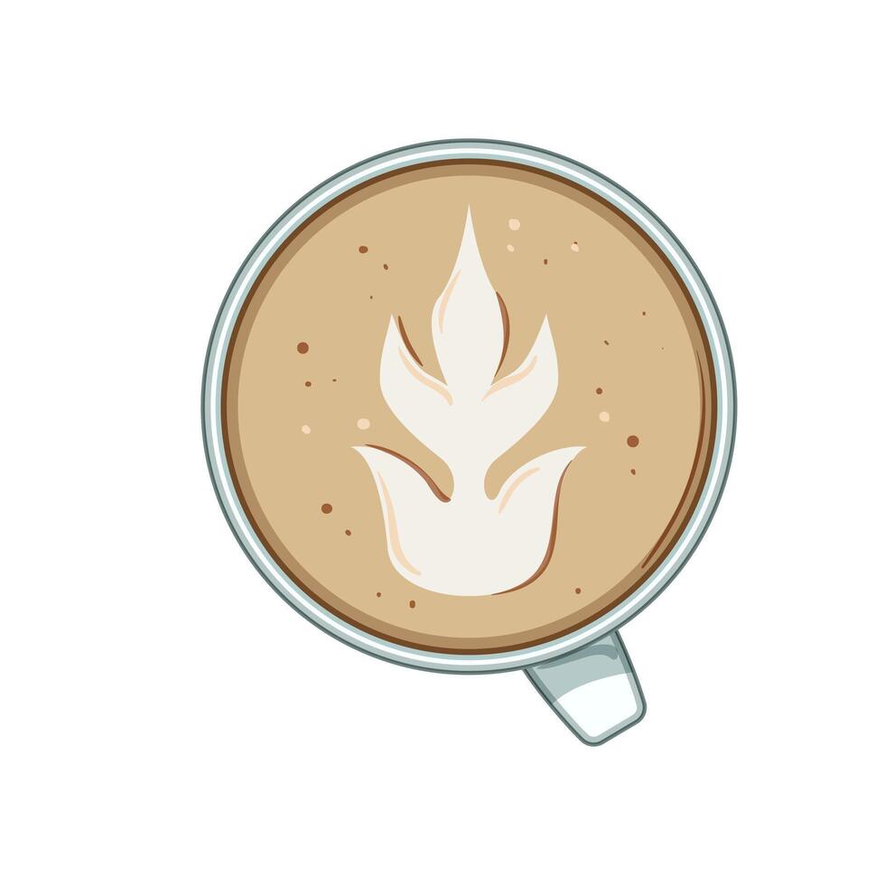 foam latte art coffee cartoon illustration vector
