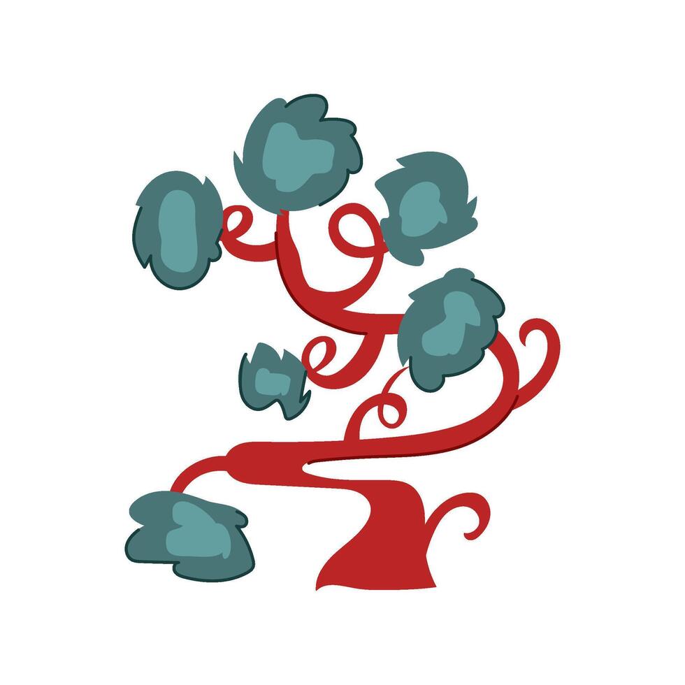 glowing fantasy magic tree cartoon illustration vector