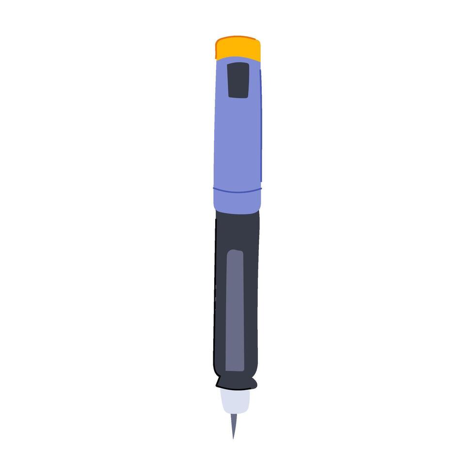 glucose insulin pen cartoon illustration vector