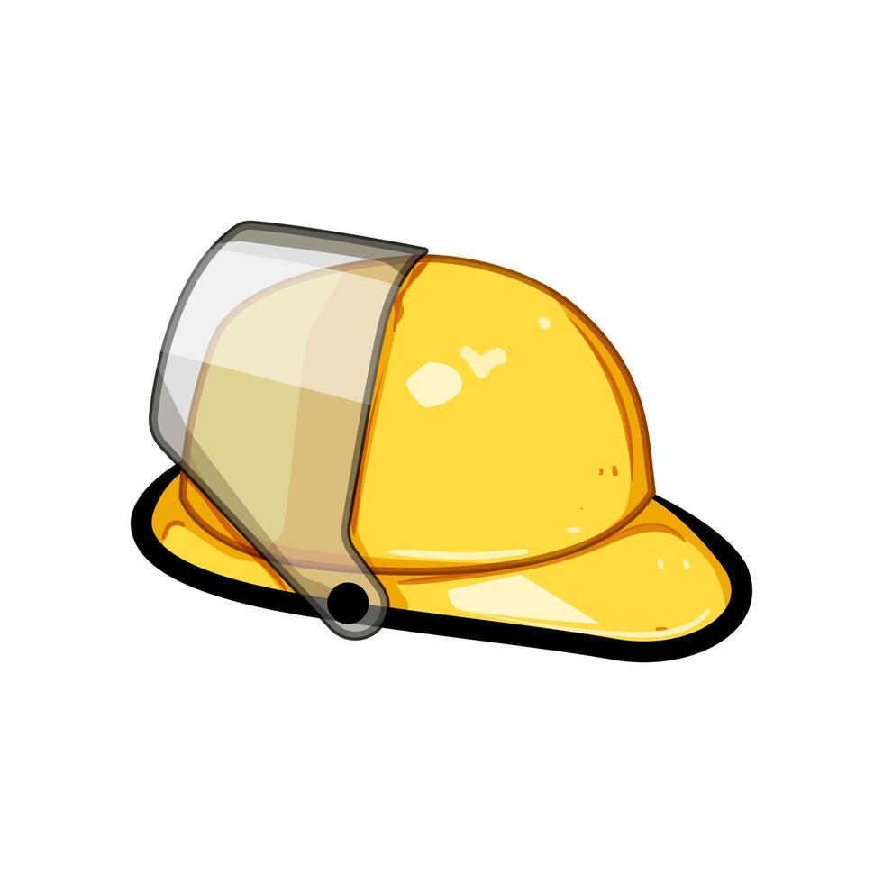 visor firefighter helmet cartoon illustration vector