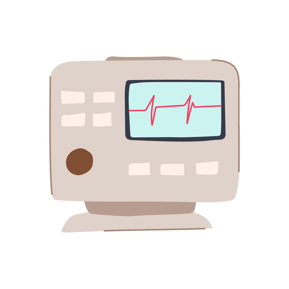 herhythm ekg monitor cartoon illustration vector