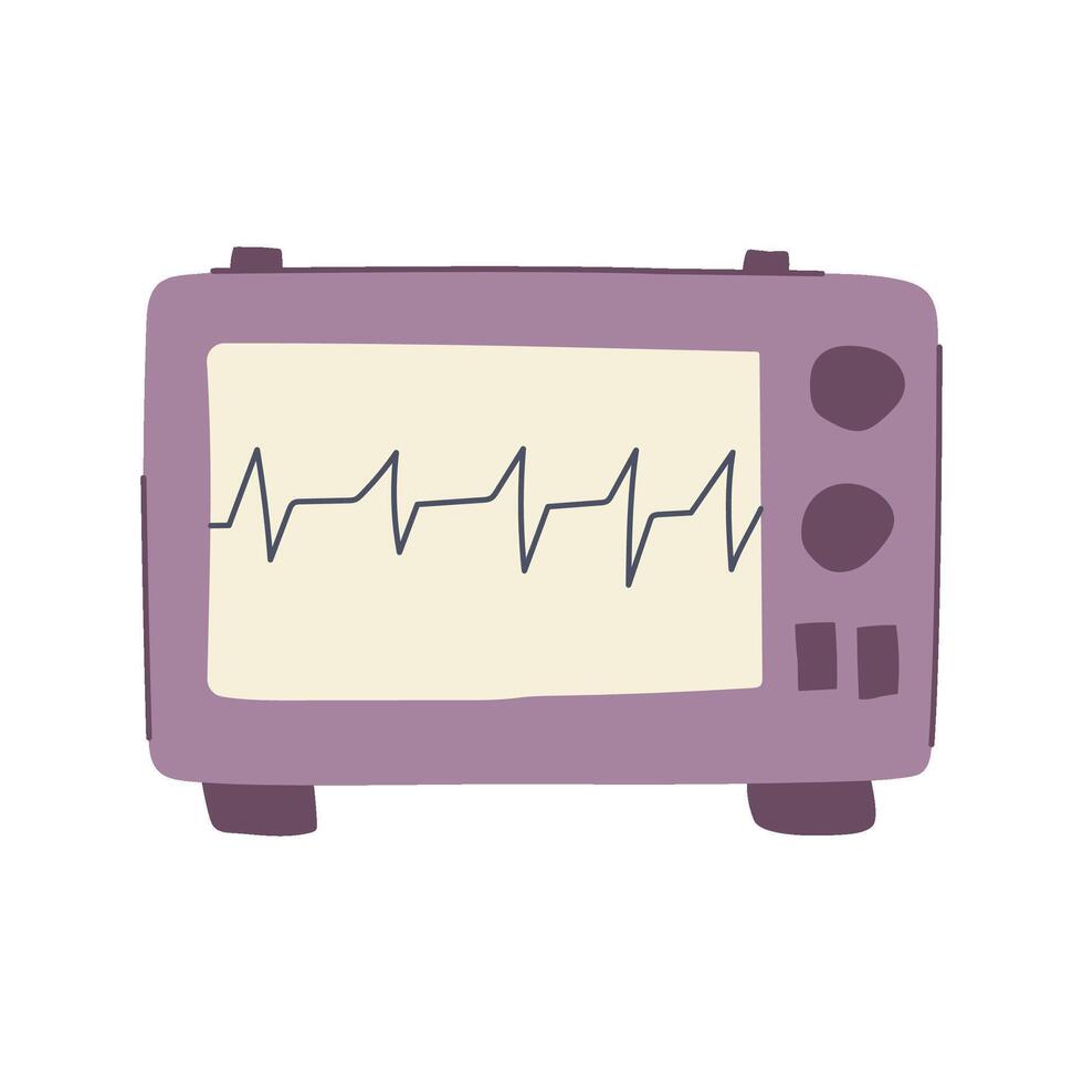 arrhythmia ekg monitor cartoon illustration vector