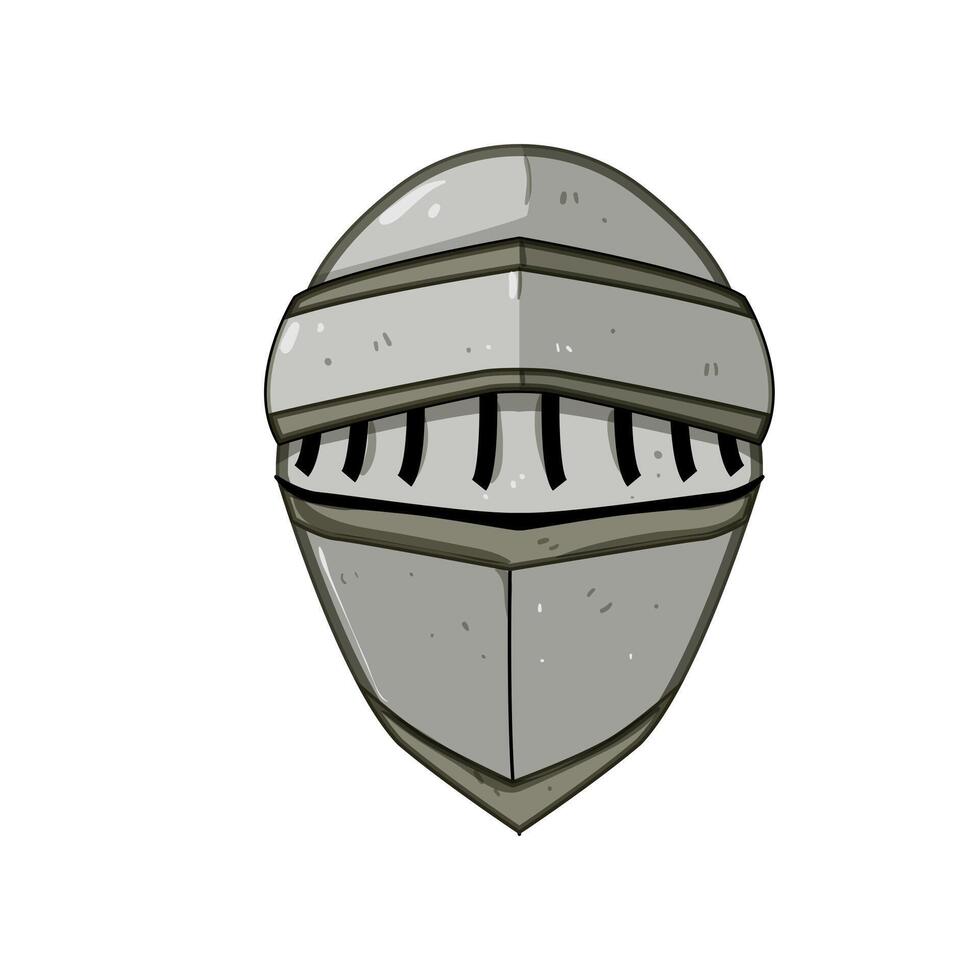 medieval knight helmet cartoon illustration vector