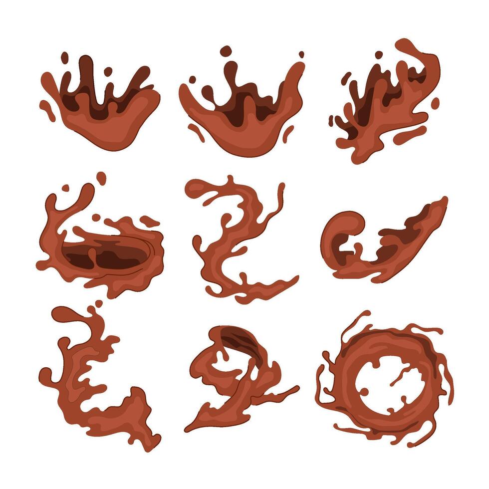 chocolate splash set cartoon illustration vector