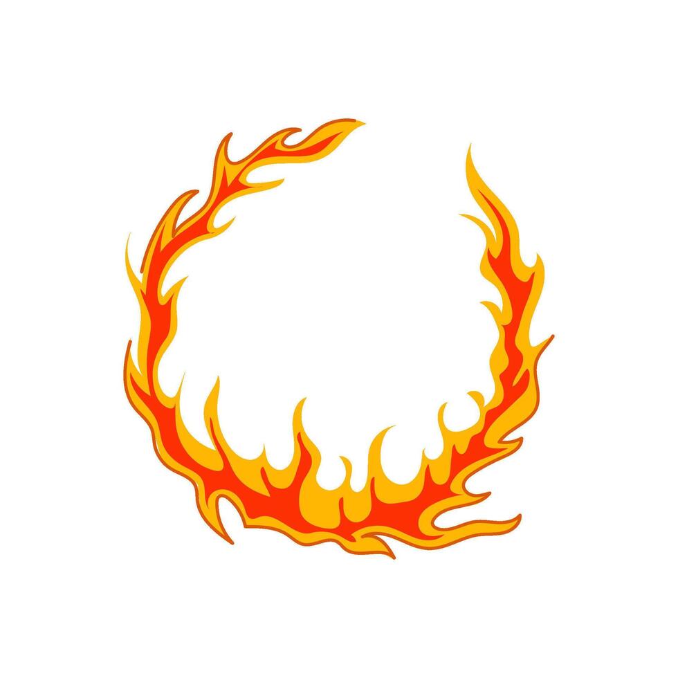 flame circle fire cartoon illustration vector