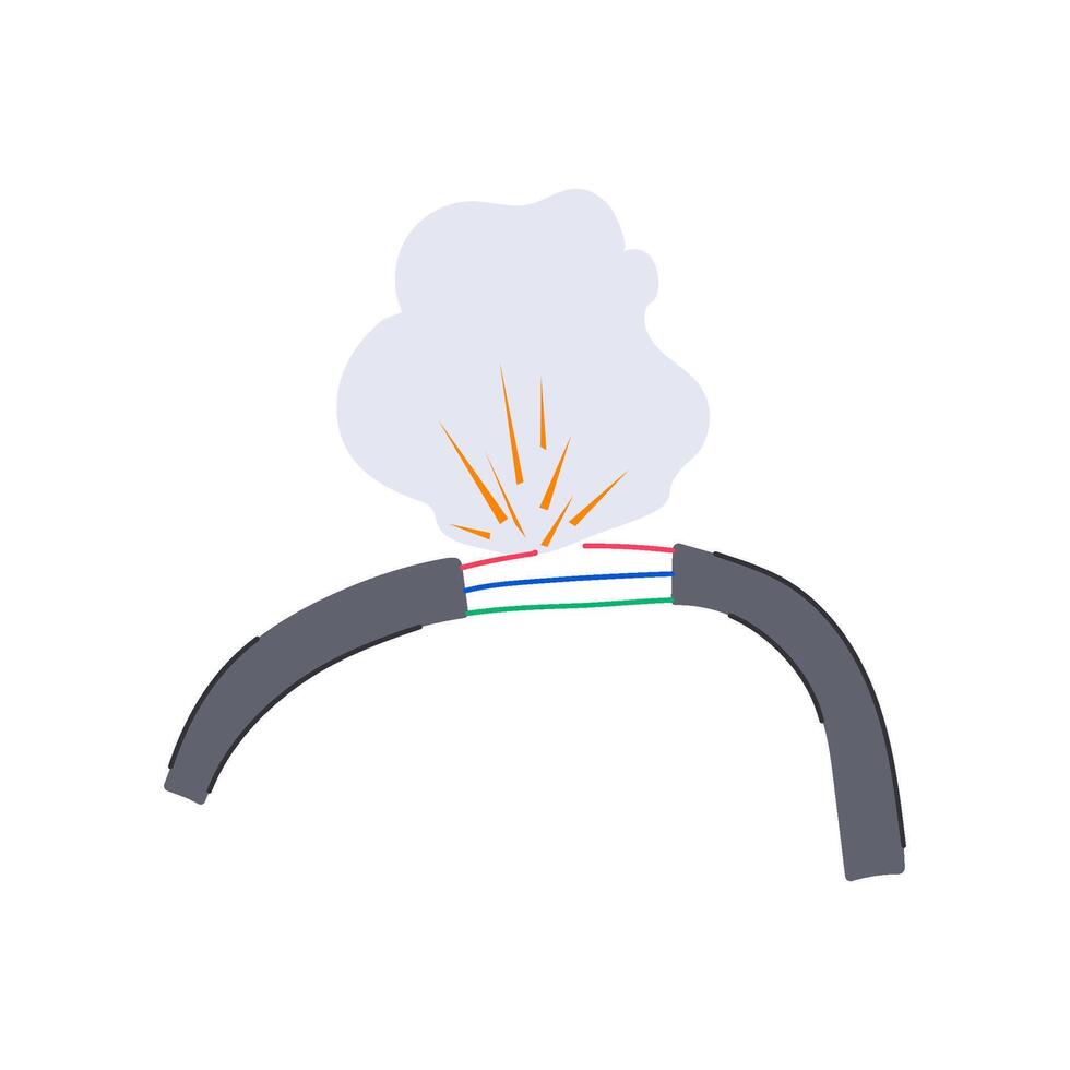 damage broken cable cartoon illustration vector
