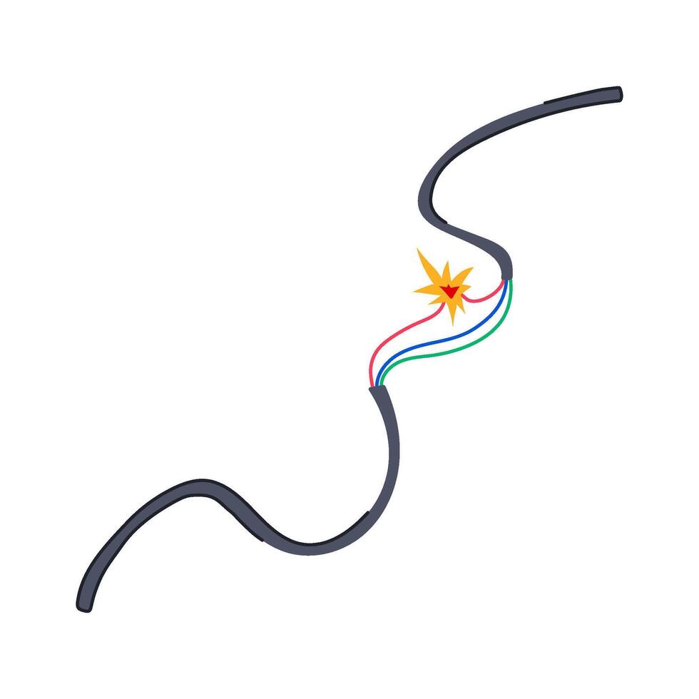 severed broken cable cartoon illustration vector