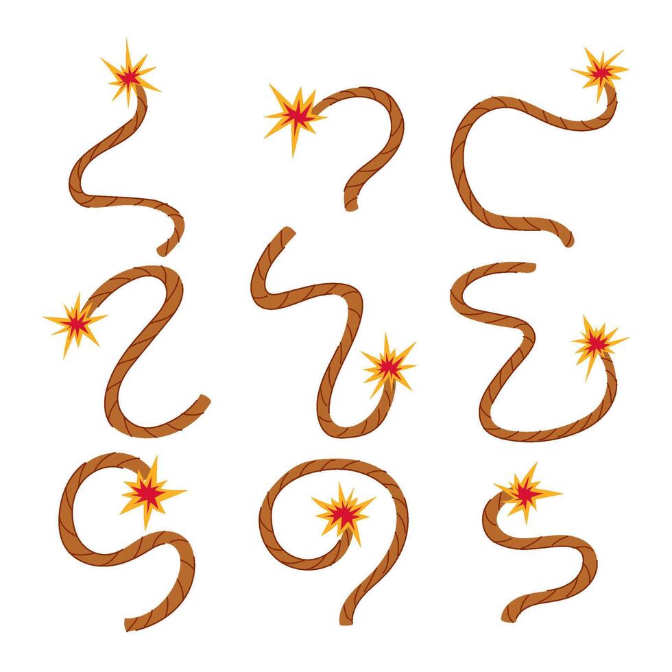 dynamite fuse set cartoon illustration vector