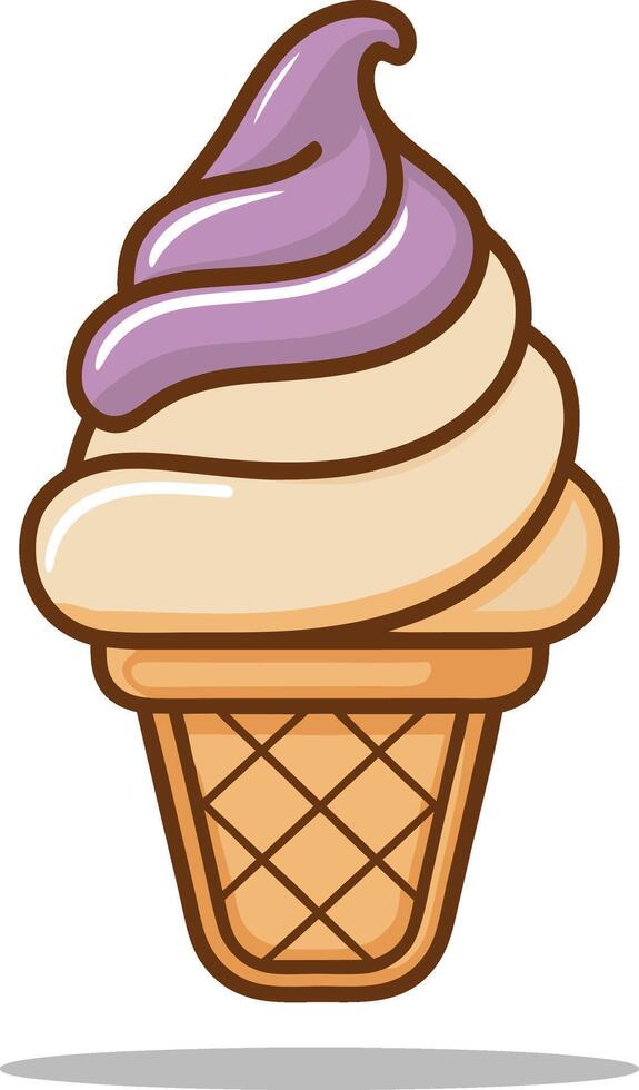 Ice Cream Cone Cartoon - Cute Dessert Design vector
