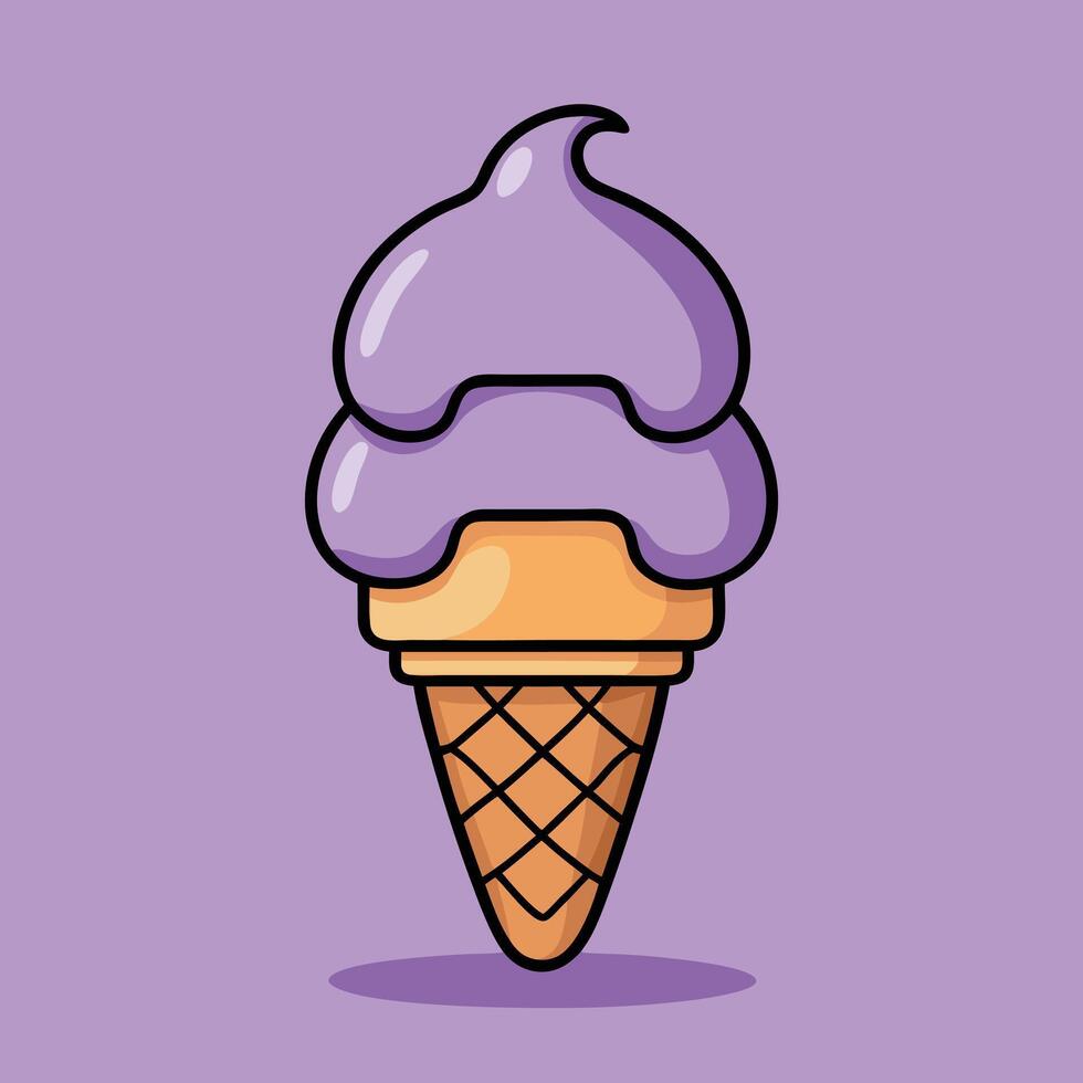 Ice Cream Cone Cartoon - Perfect for Summer and Food Themes vector