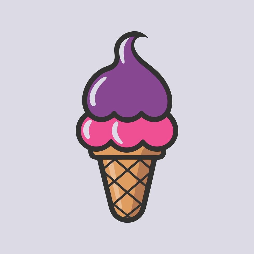 Minimalistic Ice Cream Cone Cartoon - Perfect for Kids Designs vector