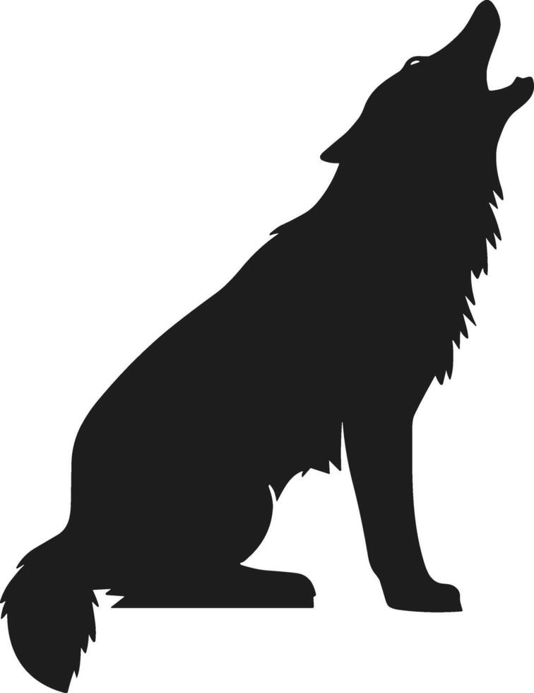 Detailed Wolf Silhouette - Animal Wildlife Art Design vector