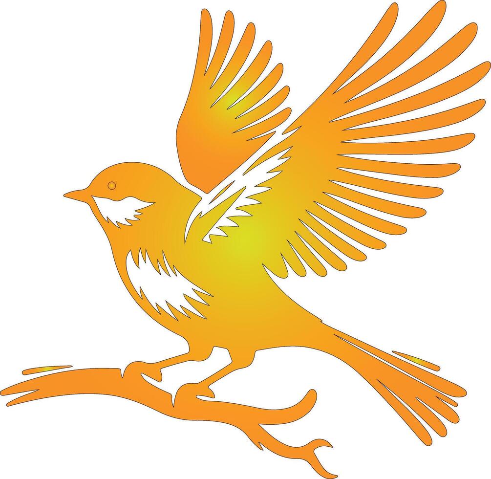 Orange and yellow color bird design with white background . vector