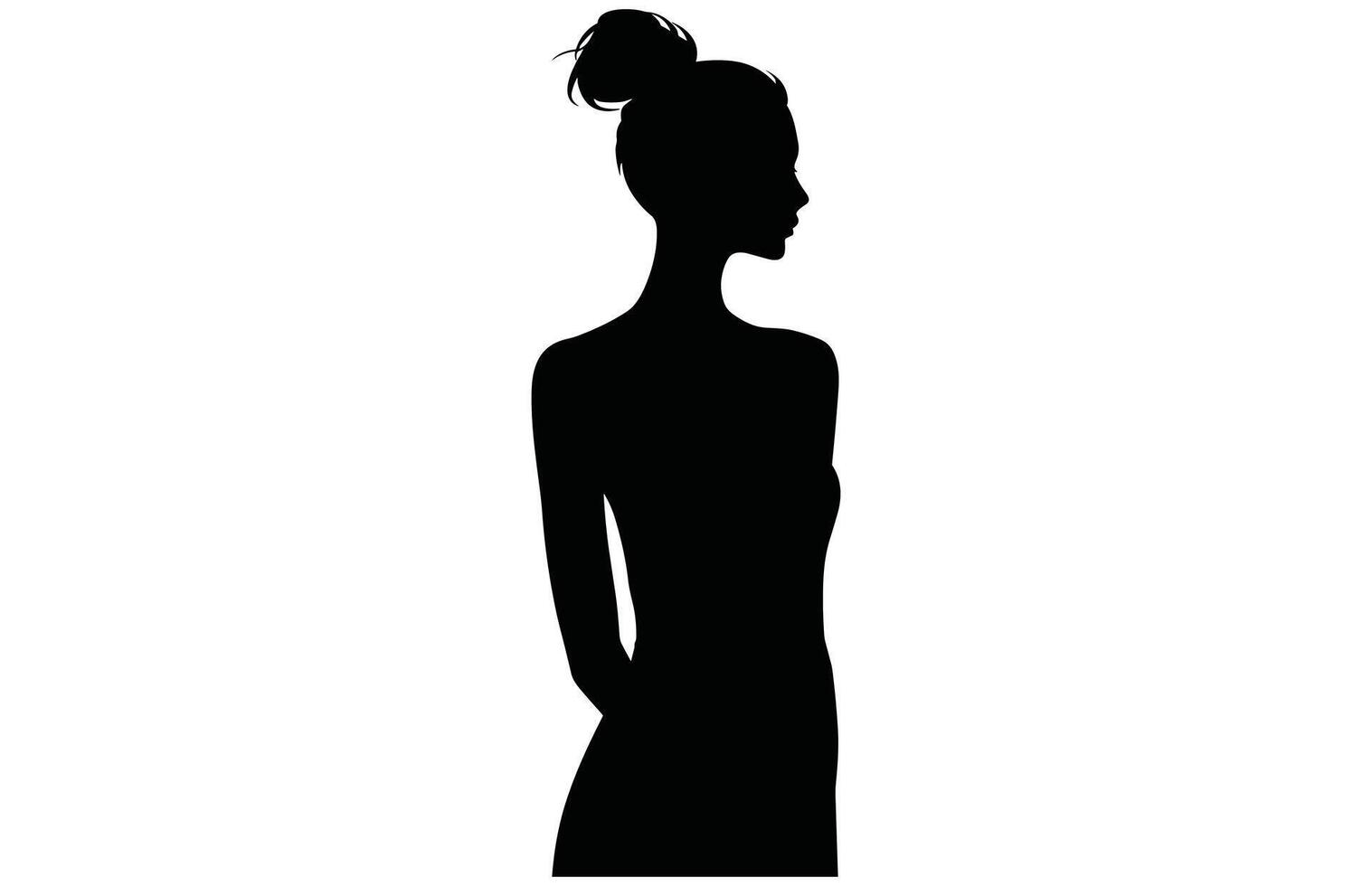 Fashion Girl Silhouette - Chic Fashionista Outline Art vector