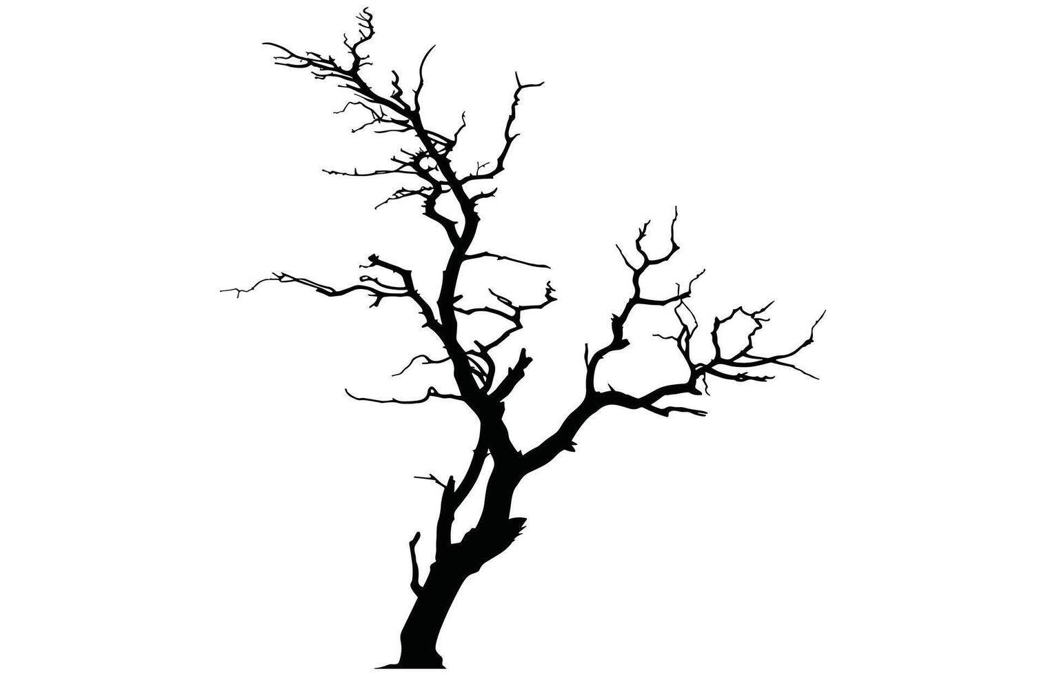 Dead Tree Silhouette - Vintage Nature Scene Stock Design vector