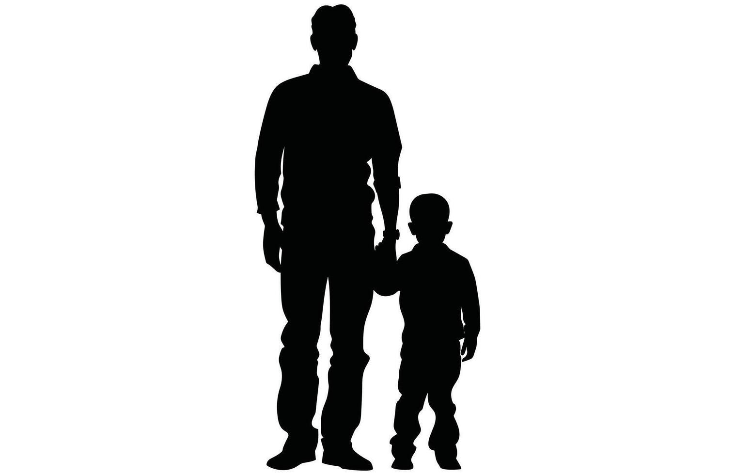 Father and Son Silhouette - Family Support Stock Design vector