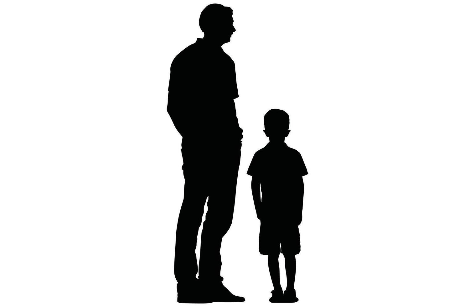 Father and Son Silhouette - Parenting Moment Stock Illustration vector