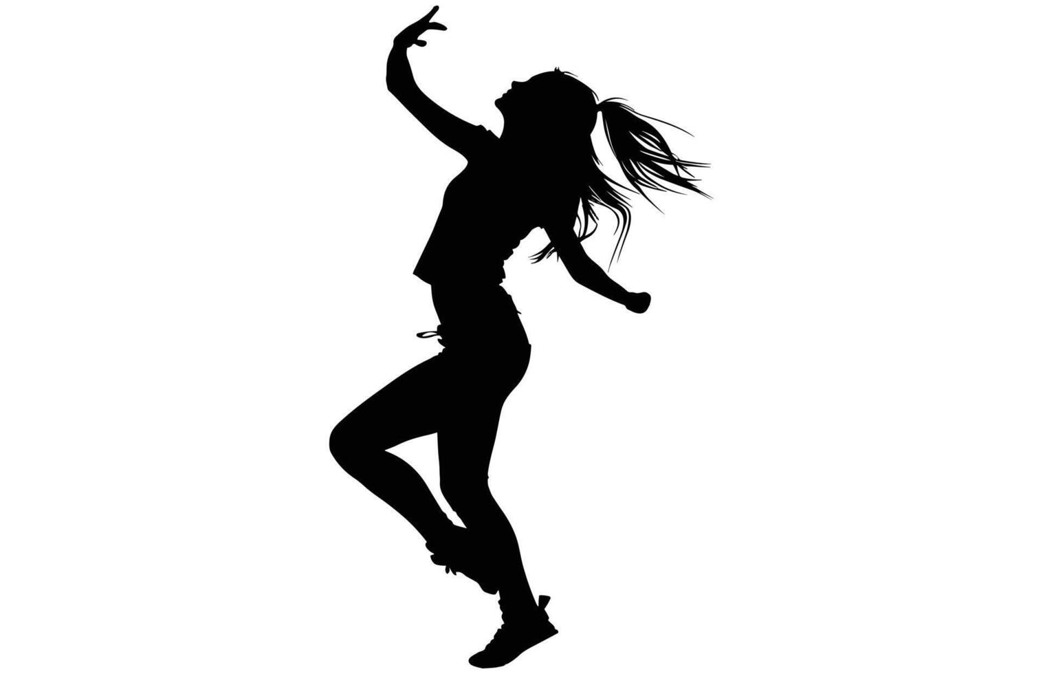 Cute Girl Dancing - Charming Girl Dancer Outline Illustration vector