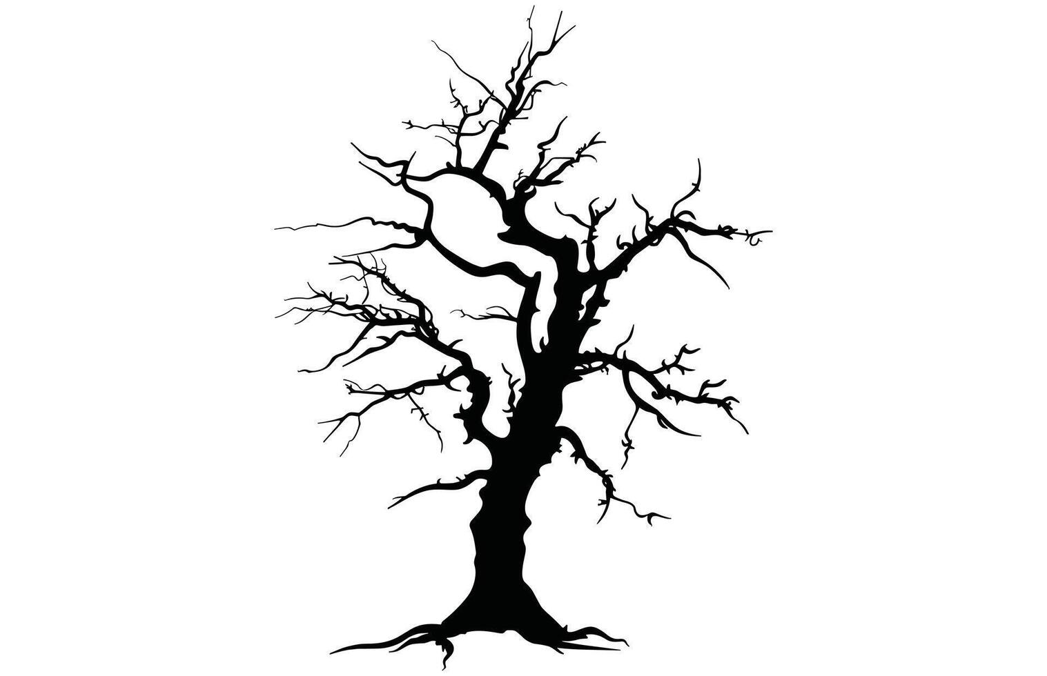 Dead Tree Silhouette - Bare Branches Nature Stock Illustration vector