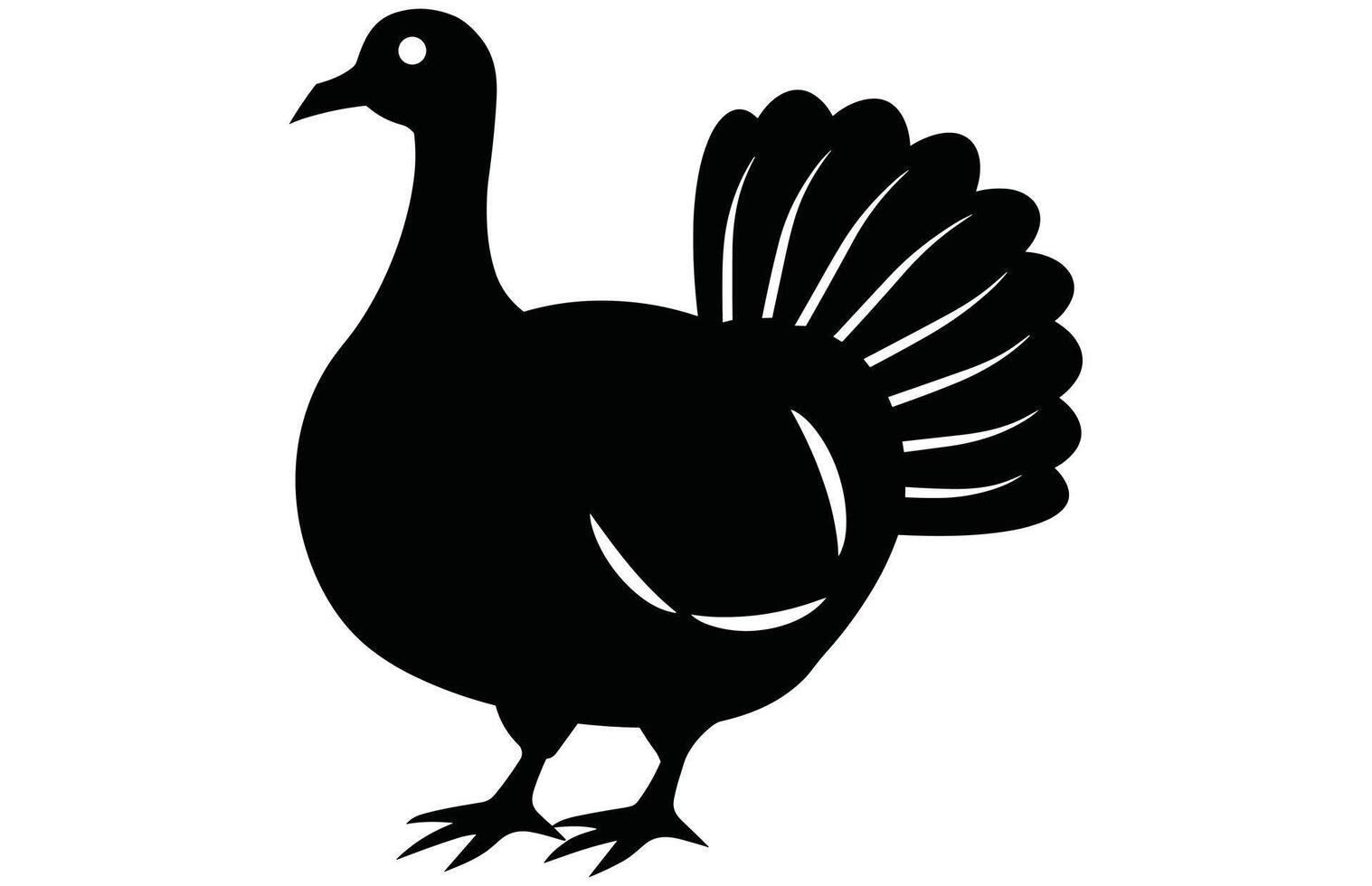 Cute Turkey Silhouette - Cartoon Bird Stock Illustration vector