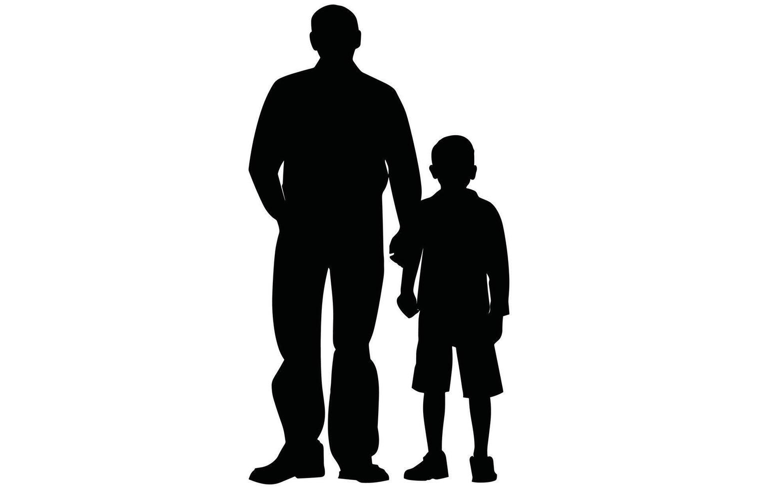 Father and Son Silhouette - Loving Relationship Stock Art vector