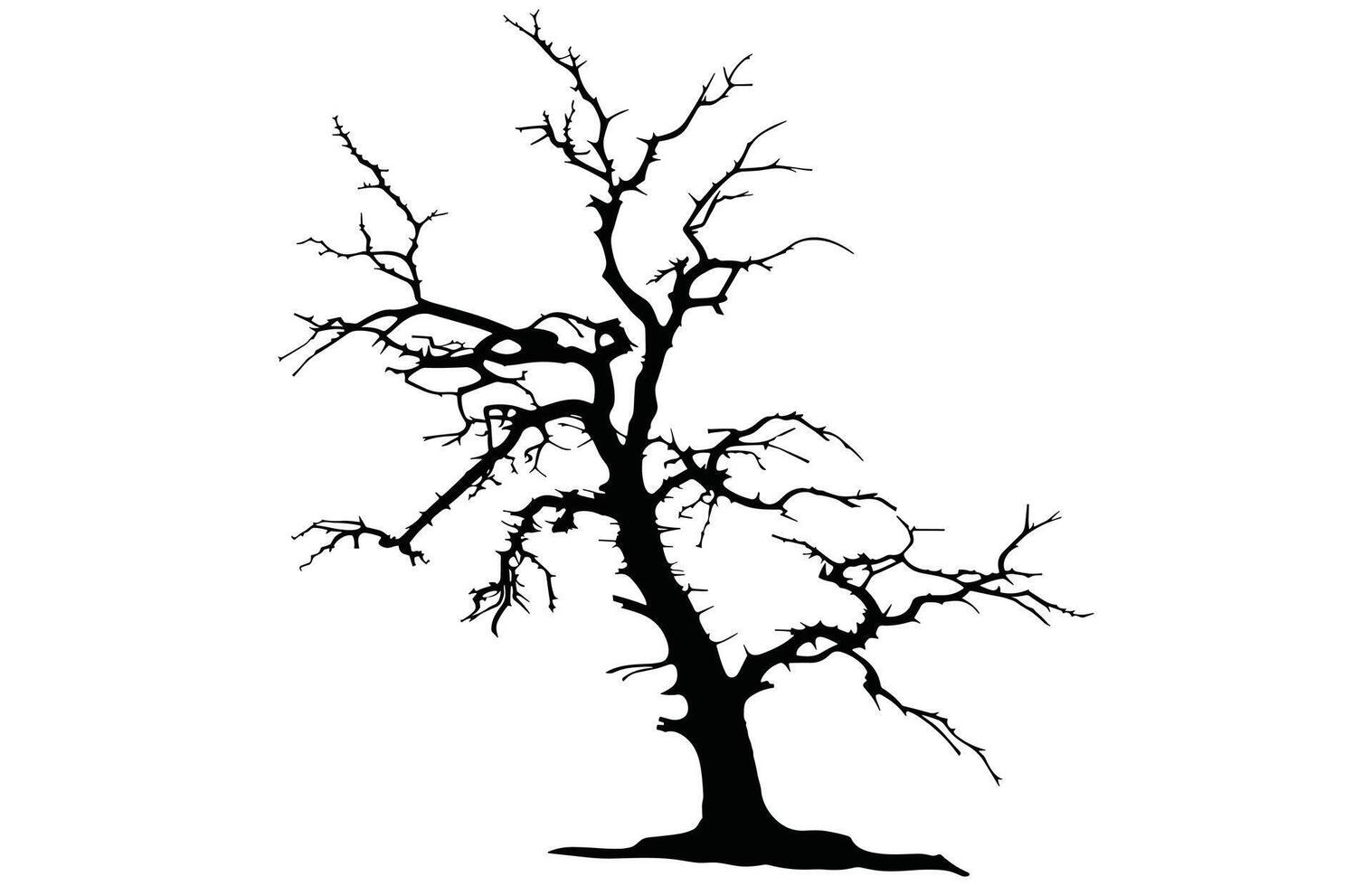 Dead Tree Silhouette - Creepy Tree Shape Stock Art vector
