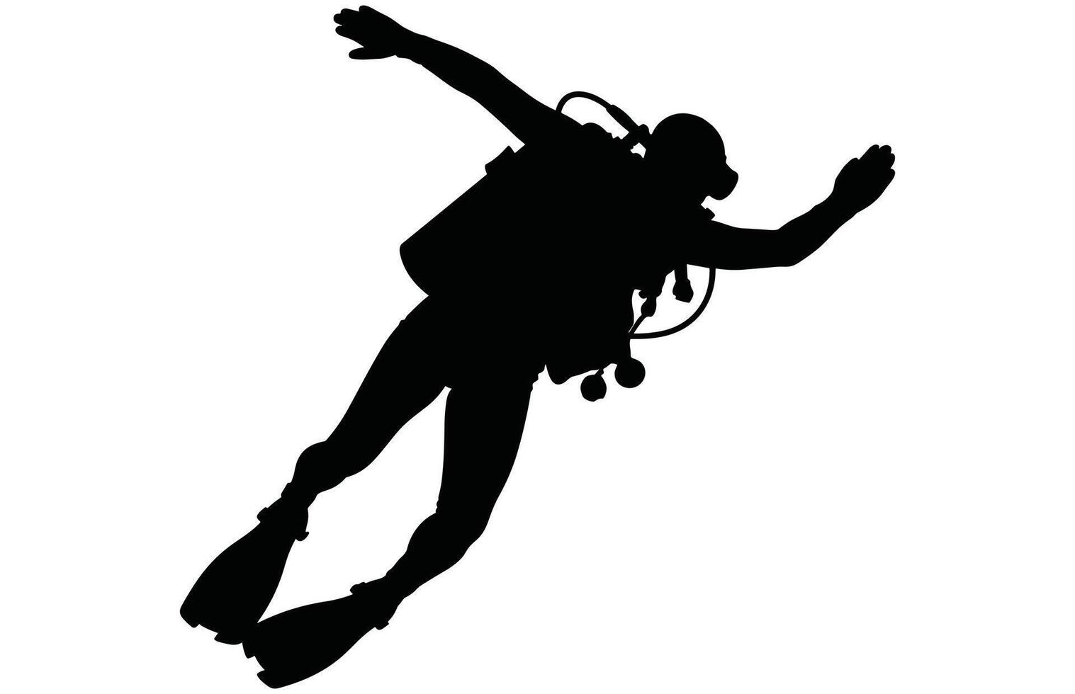 Diver Silhouette - Marine Life Explorer Art vector
