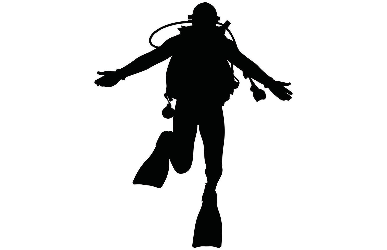 Diver Silhouette - Professional Scuba Diver Stock Design vector