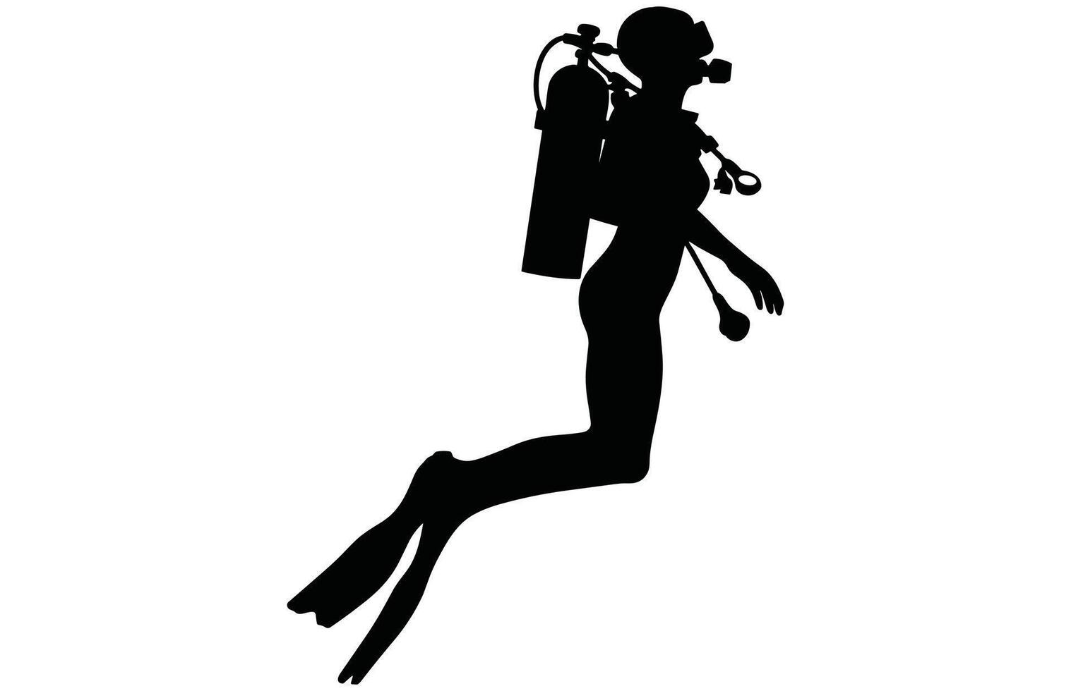 Diver Silhouette - Scuba Diver in Action Stock Design vector