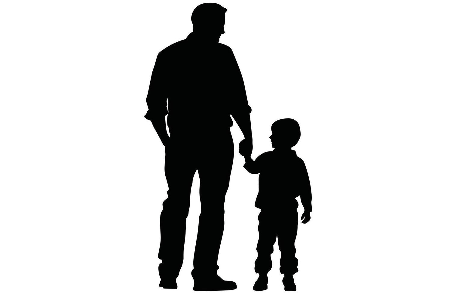 Father and Son Silhouette - Bonding Time Outline Stock Design vector