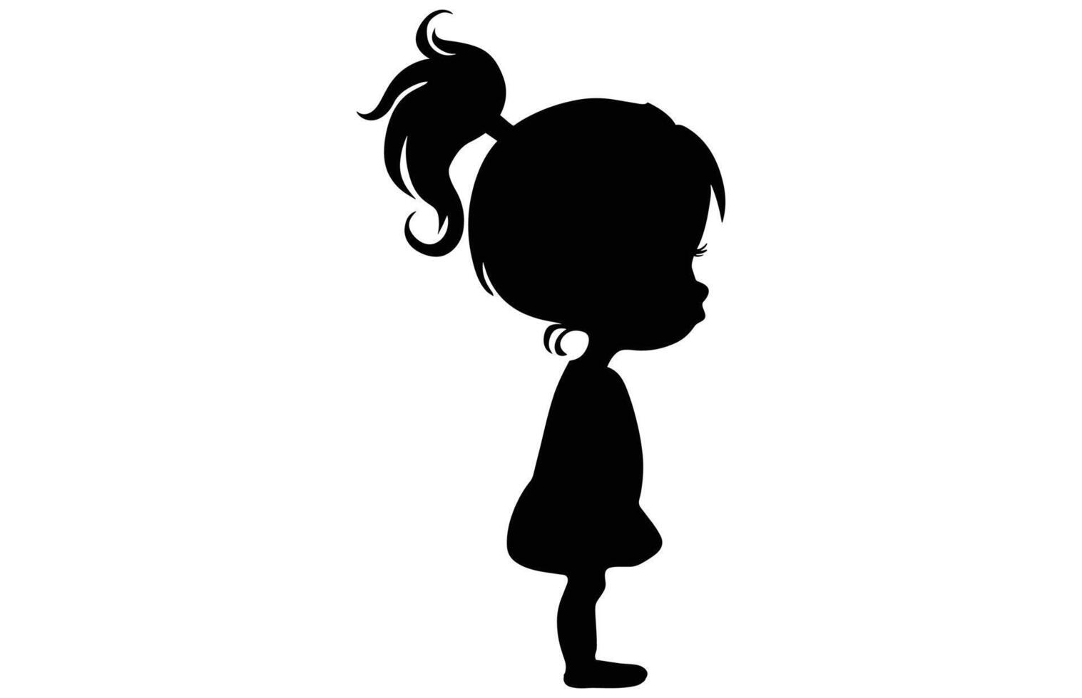 Cute Little Girl - Joyful Girl Silhouette Design vector